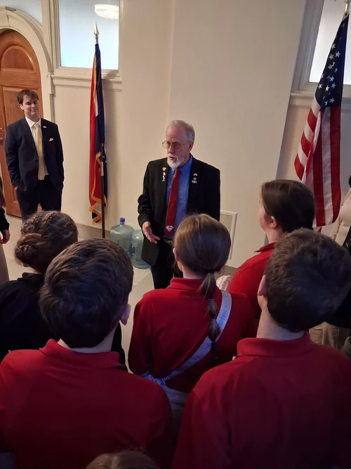 Representative with students